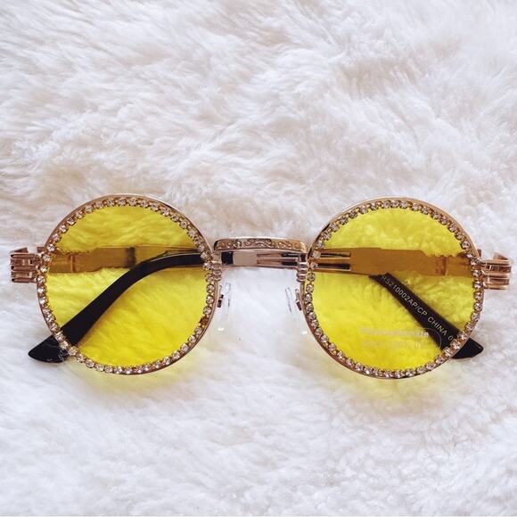 Kate Clear Yellow Round Sunglasses - Picture 1 of 14